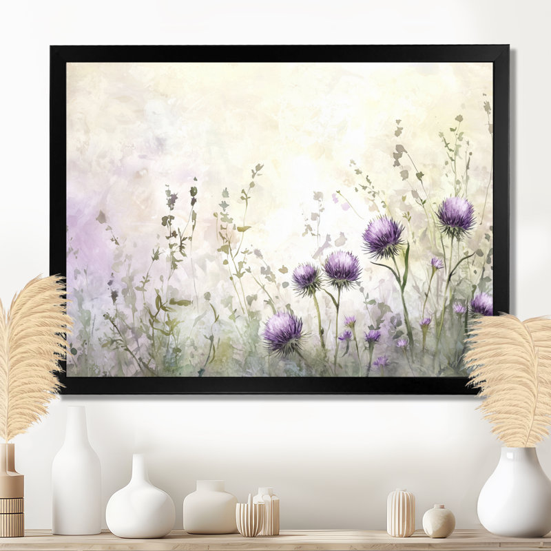 «Thistle Blooming In The Meadows II», reproduction sur toile, H 12 po x l 20 po, Noir