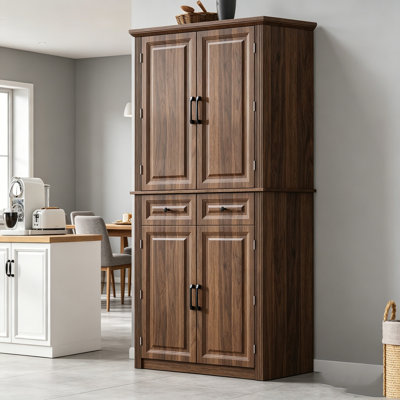 Kitchen Pantry Cabinet with 3 Pull Out Cabinet Organizers, 6 Door Shelves and 2 Drawers