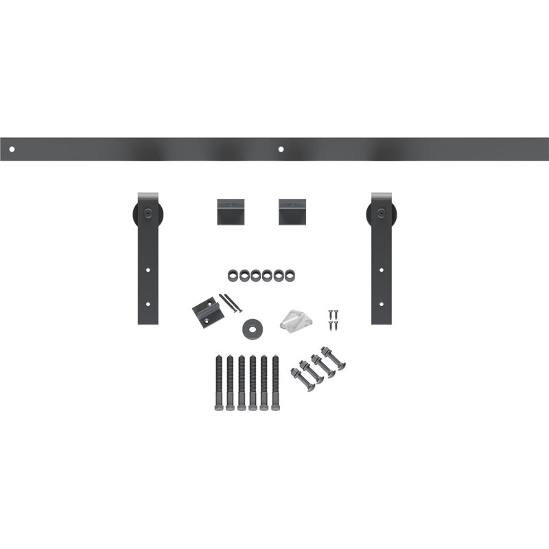 Ensemble de quincaillerie pour porte de grange standard Premium, Argent métallique, 64 po