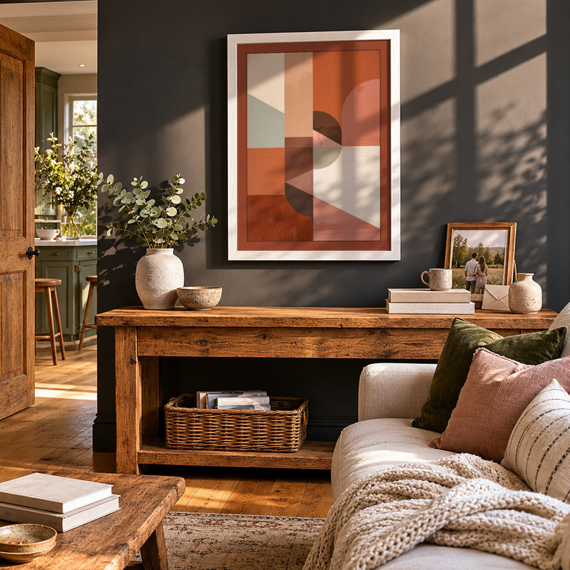 Shapes in Harmony Mid-Century - Framed Print, A3 - 42.0 x 29.7 cm, White