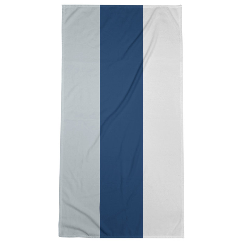 Cotton Blend Lightweight Beach Towel, Silver/Navy Blue/White