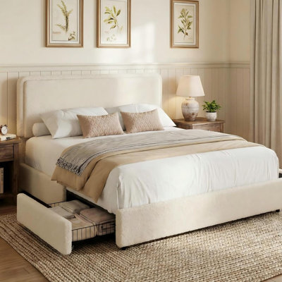 Teddy Fleece Thick Upholstered Platform Bed