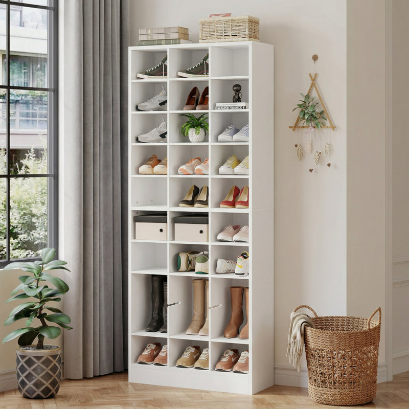 30 Pair Shoe Storage Cabinet, White