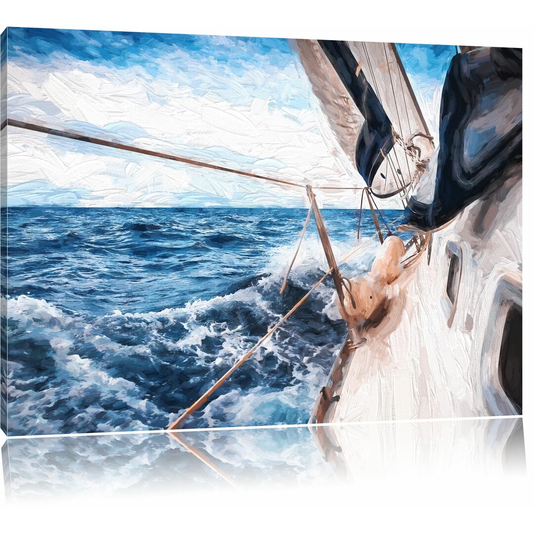 Leinwandbild "Die weißen Segel der Yacht", Grafikdruck