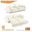 Canapé-lit convertible 89 po 3-en-1 avec fonction inclinable, revêtement en velours beige et blanc