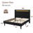 Modern Upholstered Bed Frame With RGB LED Lights, Charging Station & Geometric Wingback Headboard-523539503-523539472