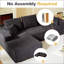Canapé modulaire modulaire avec méridienne, canapé en forme de L moderne avec assise profonde, pour le salon, la chambre à coucher et le bureau, sans assemblage requis, noir