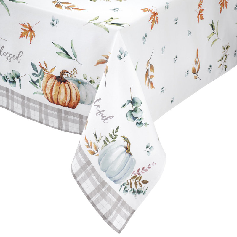 Grateful Patch Fall-Inspired Ivory Polyester Cotton Tablecloth