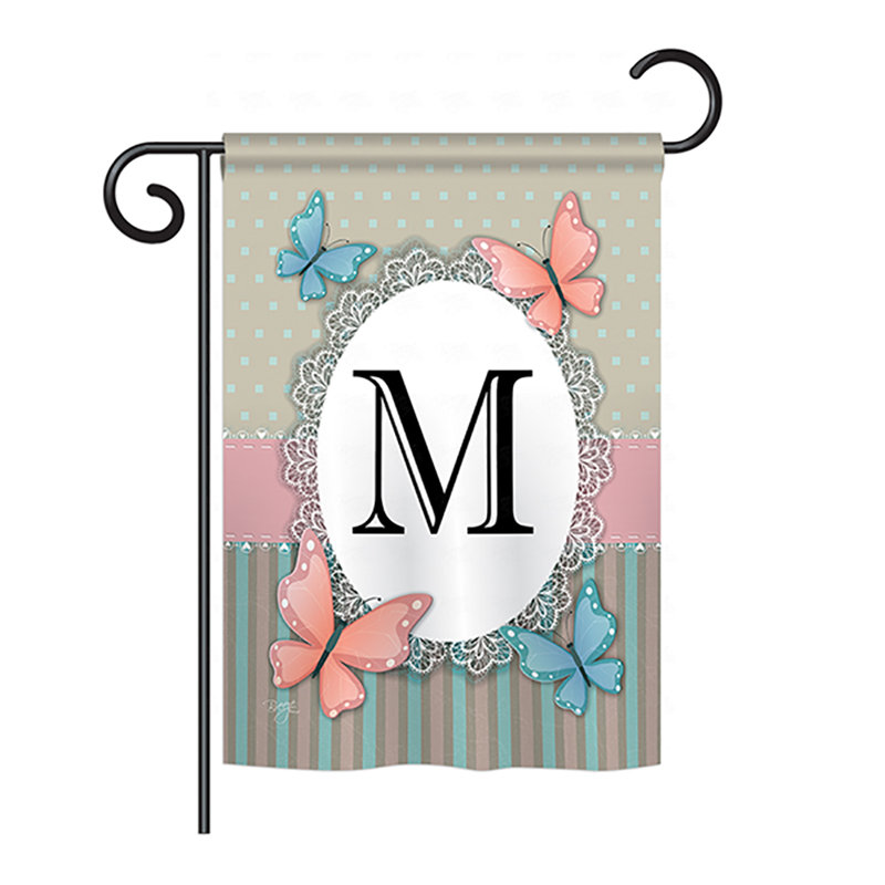 Drapeau de maison / jardin en polyester monogramme à 2 faces Shellman Butterflies, H 18,5 po x l 13 po, M