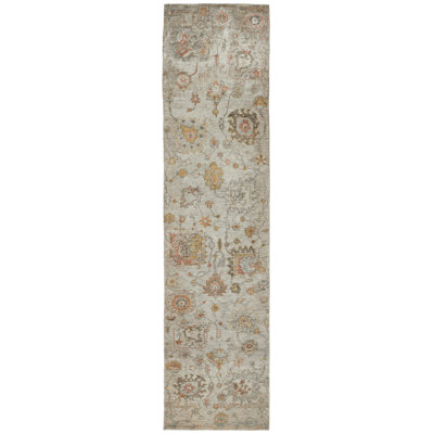 Stier Hand Knotted Wool Floral Area Rug in Ivory
