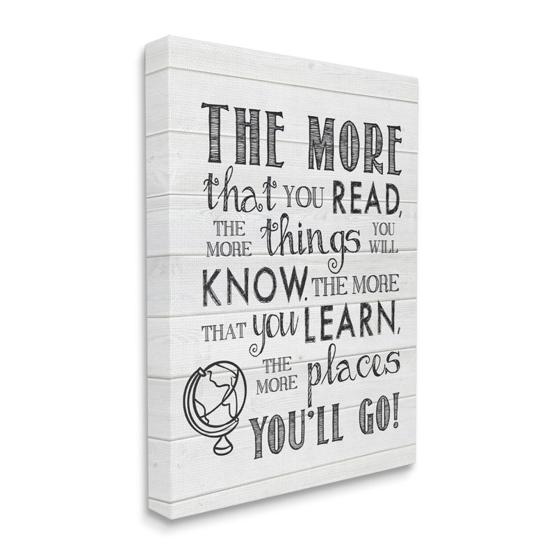«The More You Read Quote», art textuel, H 40 po x l 30 po, Toile tendue
