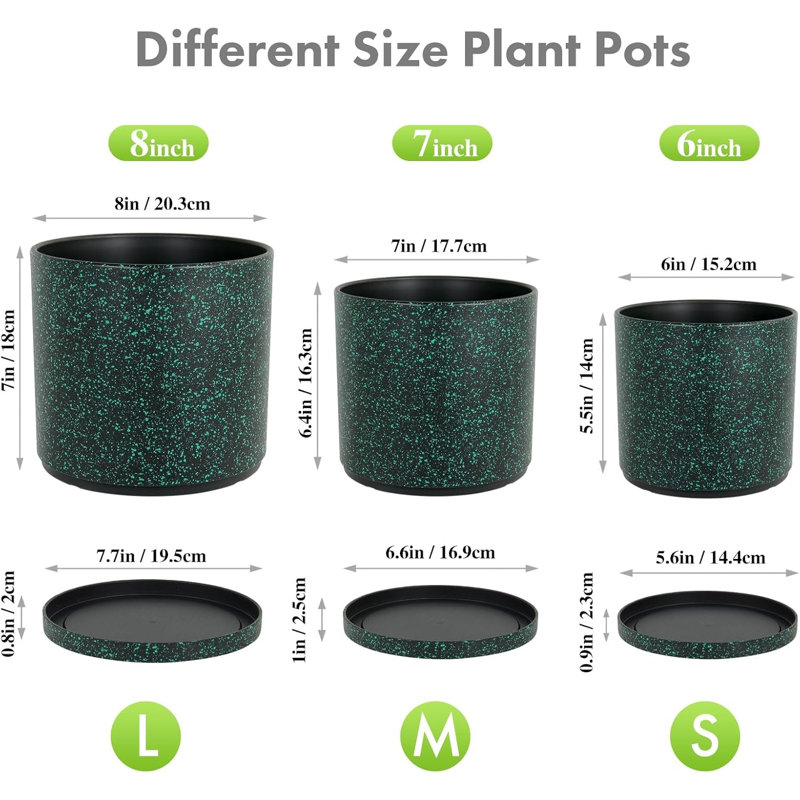 3 Pack Plant Pots (8/7/6 Inch)