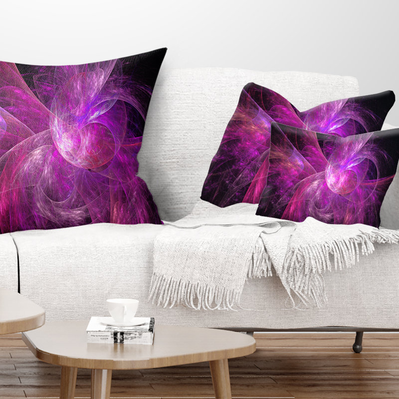 Fractale noire - coussin imprimé abstrait, Mauve