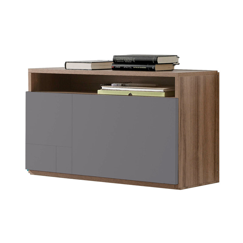 Fryman Foldable Floating Desk, Grey/Walnut