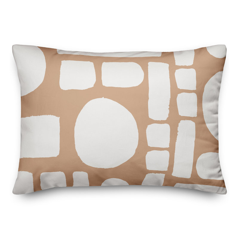  Coussin intérieur / extérieur géométrique, Brun clair/blanc
