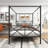 Elanny Four Poster Bed Metal Canopy Bed Frame, Platform Bed Frame with X Shaped Frame-1868452835