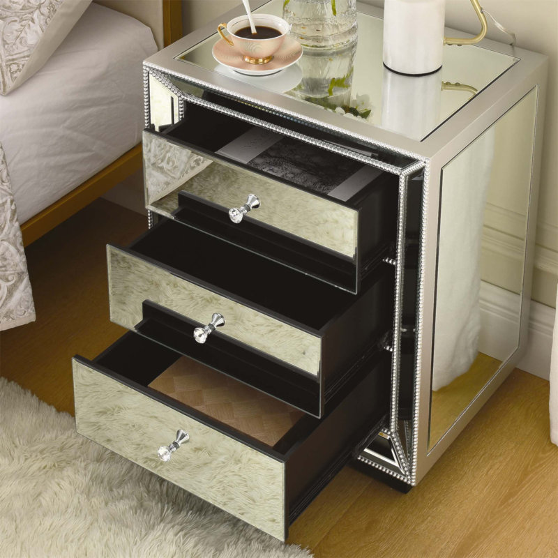 Armoire à miroir à trois tiroirs Flash Silver