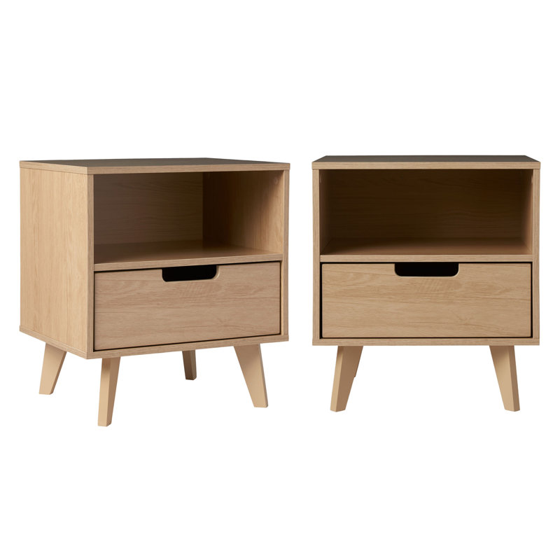 Merrylee 1-Drawer Nightstands with Open Cubby, Riviera