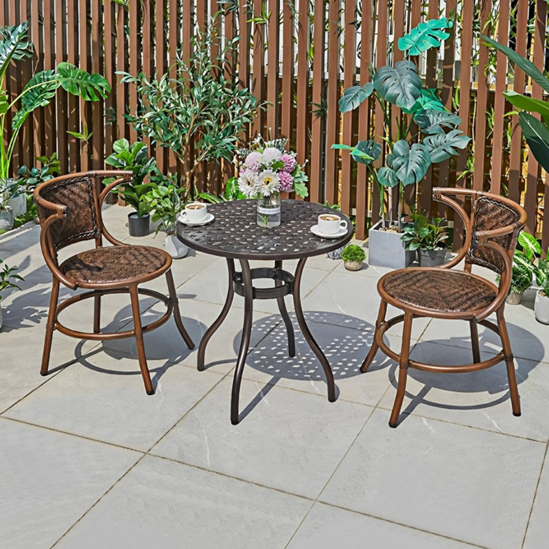 Rattan patio table and chair combination