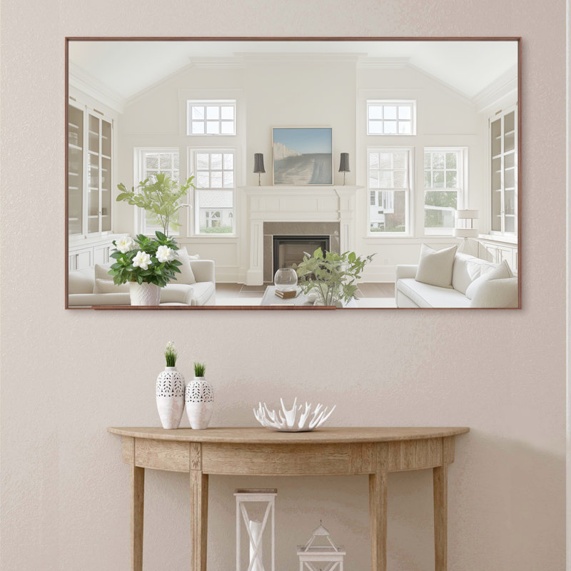 Miroir de salle de bain rectangulaire 60 po x 36 po surdimensionné avec cadre en noyer