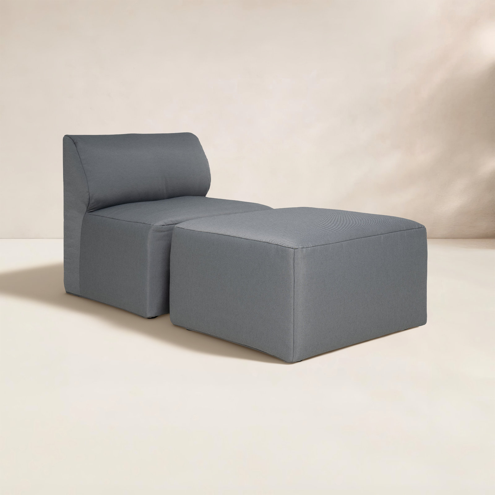 Big Joe Patio Outdoor Lounge Chair & Ottoman Set, Bask Granite