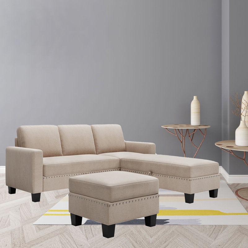 Canapé modulaire de 81,1 po faisant face à la droite avec repose-pieds et repose-pieds