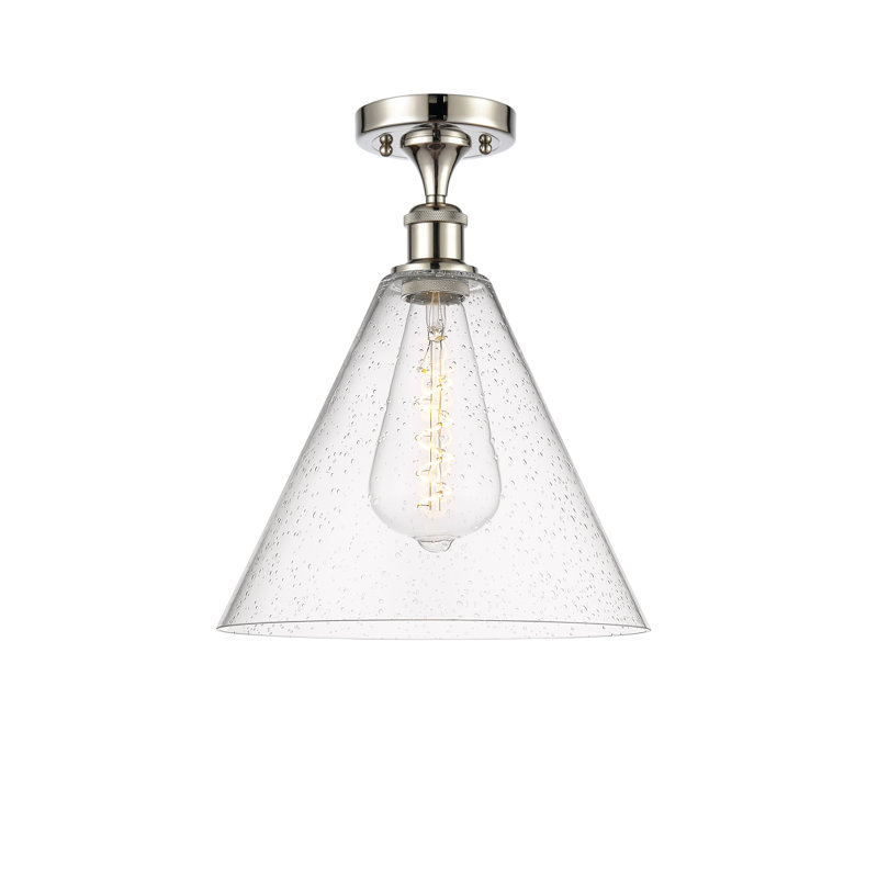 Plafonnier semi-encastré 1 lumière Amabl, H 14,75 po x l 12 po x P 12 po, Ampoule non incluse, Nickel poli
