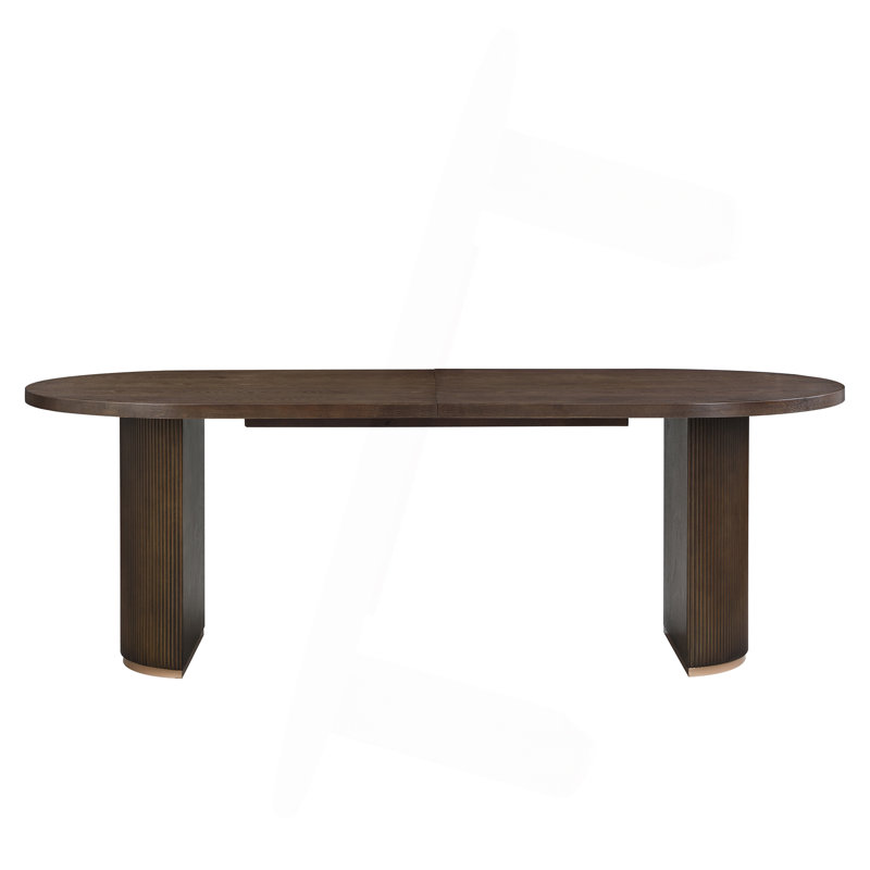 Krisslyn Oval Wood Dining Table With Double Pedestal Base, Walnut