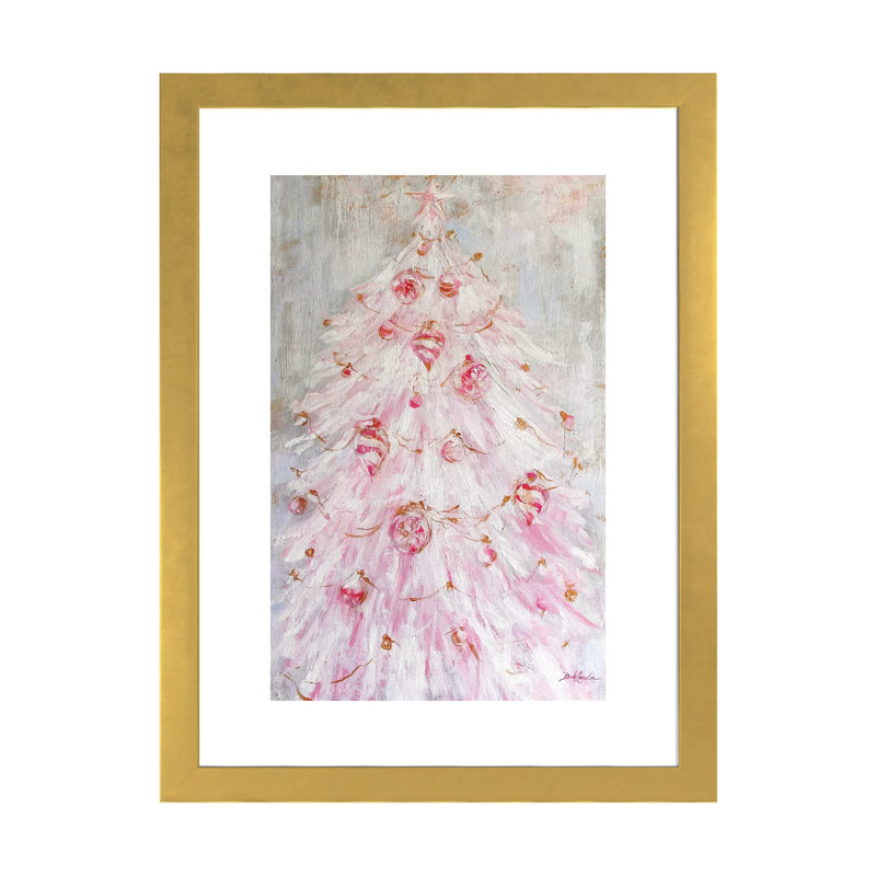 Reproduction d’art « A Pink Noël » par Debi coules, Blanc, H 32 po x l 24 po x P 1 po, Papier encadré doré