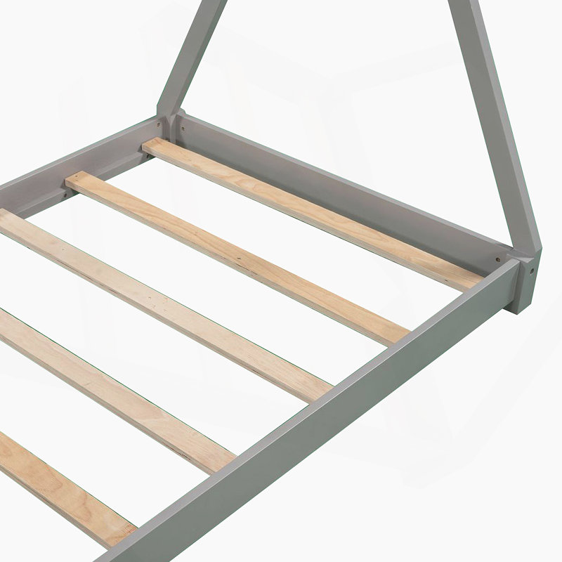 Lit plateforme House avec structure triangulaire, Gris