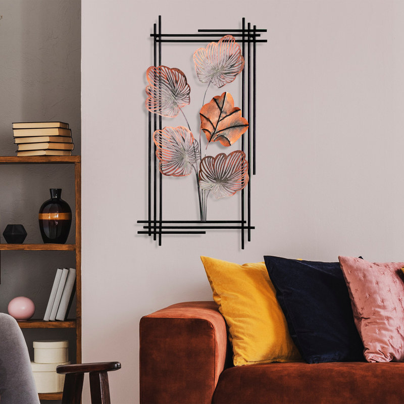 Handmade Decorative Metal Wall Accessory, 20.1 x 47.2 inches | 100% Metal, Thickness: 0.06 inches | Unique Hand-Painted Design, Wall-Mountable | Adds Artistic Flair to Any Room, Perfect for Home & Office Decor