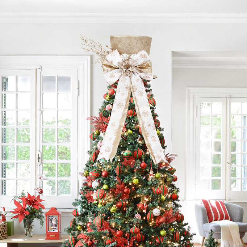 Nœud d'arbre de Noël scintillant scintillant, Beige