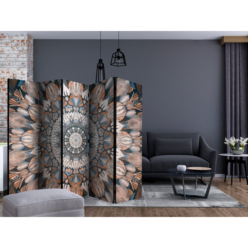 Gins 225 cm W x 172 cm H 5 - Panel Solid Wood Folding Room Divider