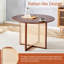 Table ronde rétro en bois massif imitation rotin et bois d'hévéa noyer 42 po