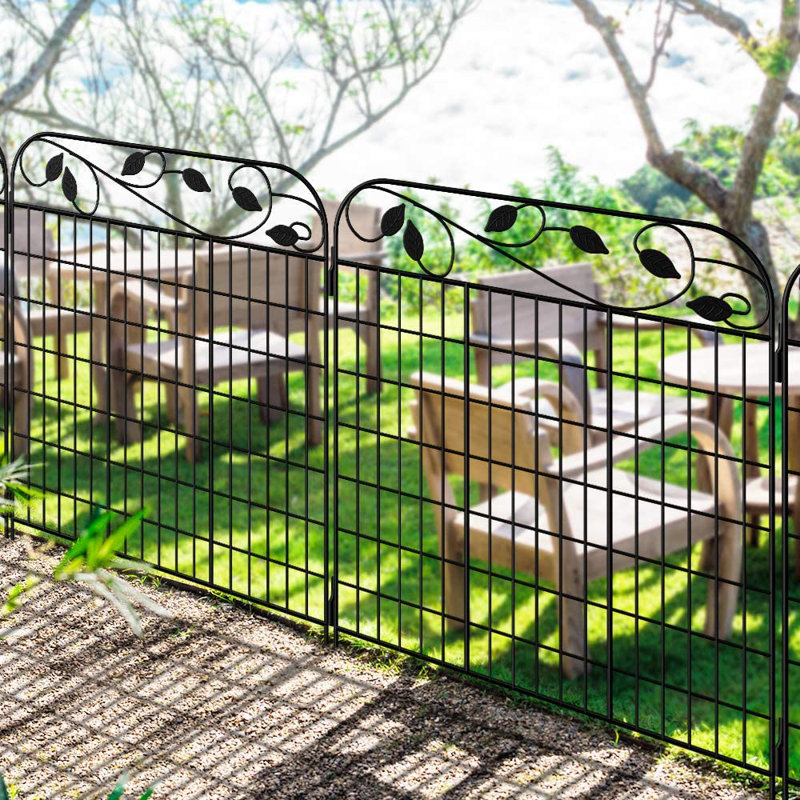 Ensemble de 4 clôtures et bordures de jardin décoratives pour chiens, Noir, H 35,8 po x l 44,1 po x P 2,2 po