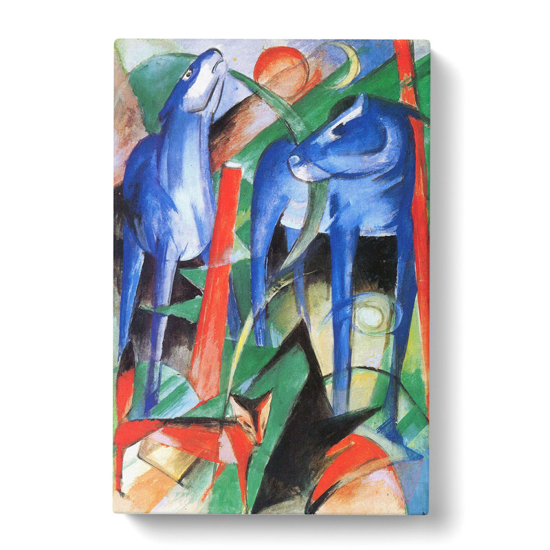 Two Blue Horses Vol.2 by Franz Marc - Wrapped Canvas Painting, 60cm H x 40cm W x 3cm D
