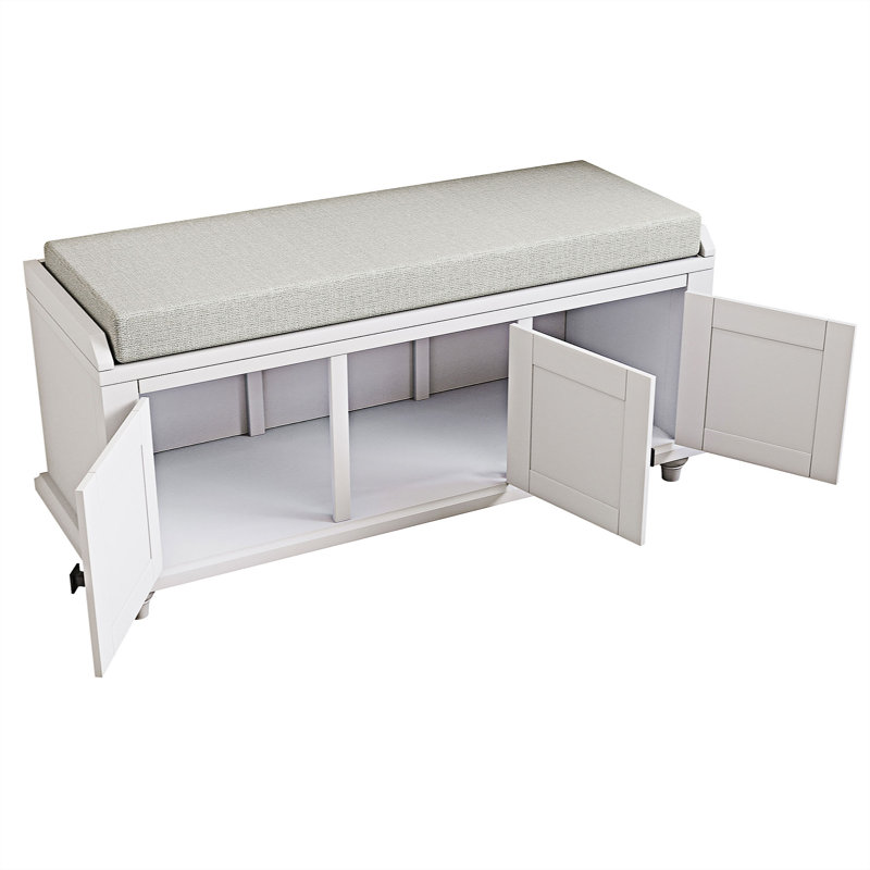 Banc avec armoire de rangement, Blanc