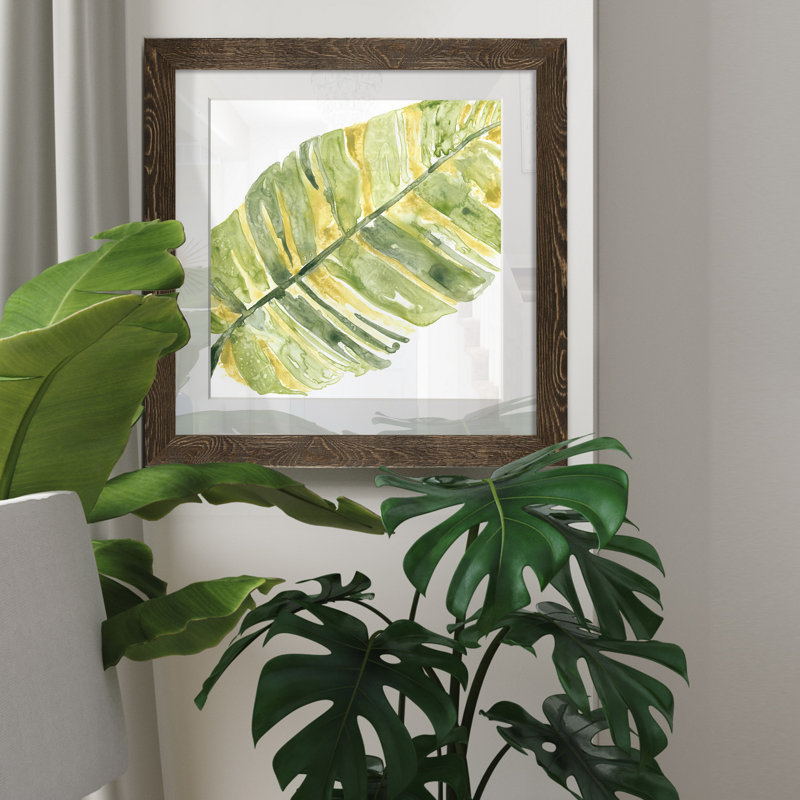 Verdant impressions V-reproduction d’art, H 31,5 po x l 31,5 po x P 1,5 po, Reproduction avec cadre en noyer
