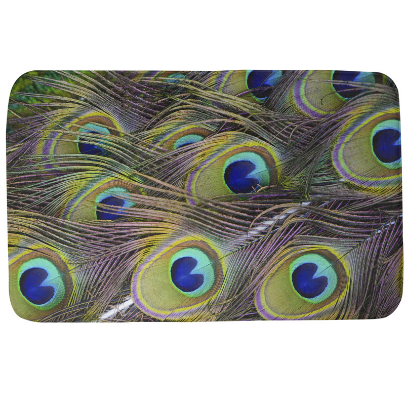Tapis de salle de bain peacock plumes Fawcett, l 17 po x L 24 po