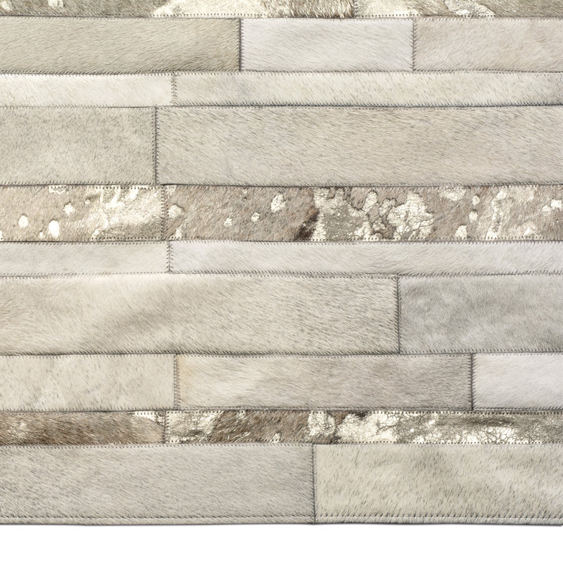 Kronos Cowhide Geometric Area Rug, Rectangle 9' x 12'