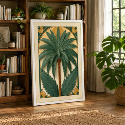 Vintage Palm Study Botanical - Wrapped Canvas