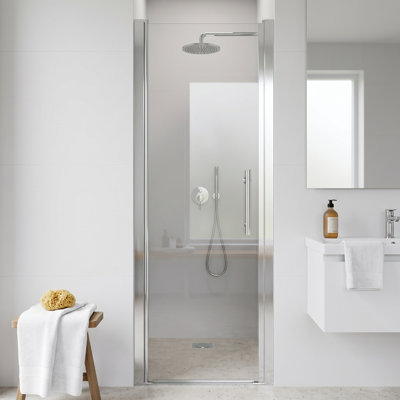 Porte de douche pivotante sans cadre 26 po x 68 po pour petite salle de bain Porte de douche pivotante réversible simple