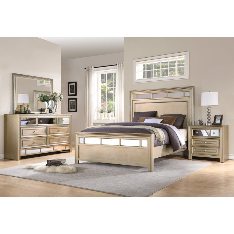 Commode 7 tiroirs avec miroir Champagne