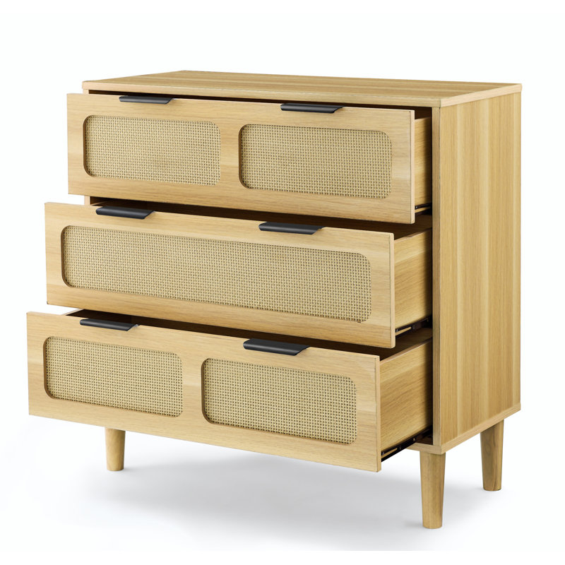 Commode 3 tiroirs, Bois naturel