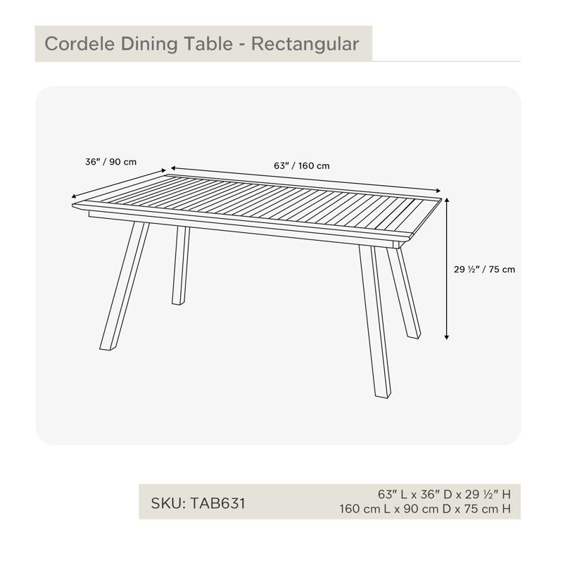 Table de salle à manger Ellie-Maye, L 36 po x L 63 po x H 29,50 po
