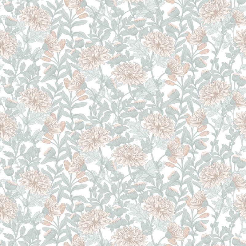Papier peint floral avec sonate jaune et gris, Beige