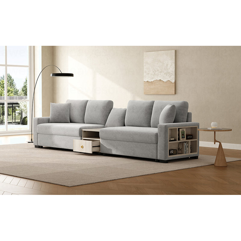 Canapé modulaire rembourré avec accoudoirs de rangement et console centrale pour salon Modern, 32.3" H x 127.9" W x 31.1" D