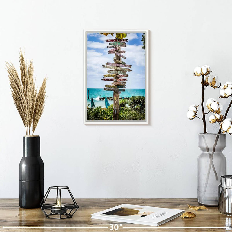 Panneaux de destination de Key West, 9" x 13", Floating Frame White