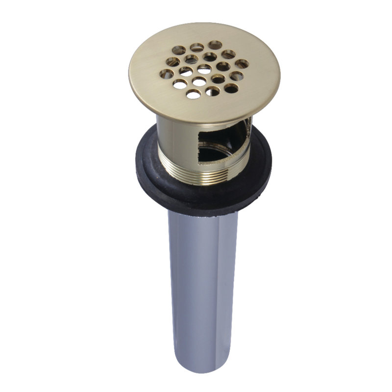 Brushed Brass Grid Bathroom Sink Drain with Overflow