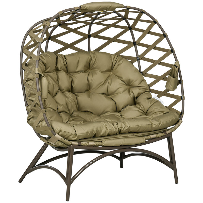Trapeza Double Egg Chair with Stand, Khaki